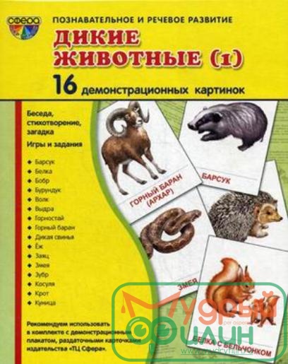 Демонстрационные карточки "Дикие животные" часть 1 (63х87 мм) - 1
