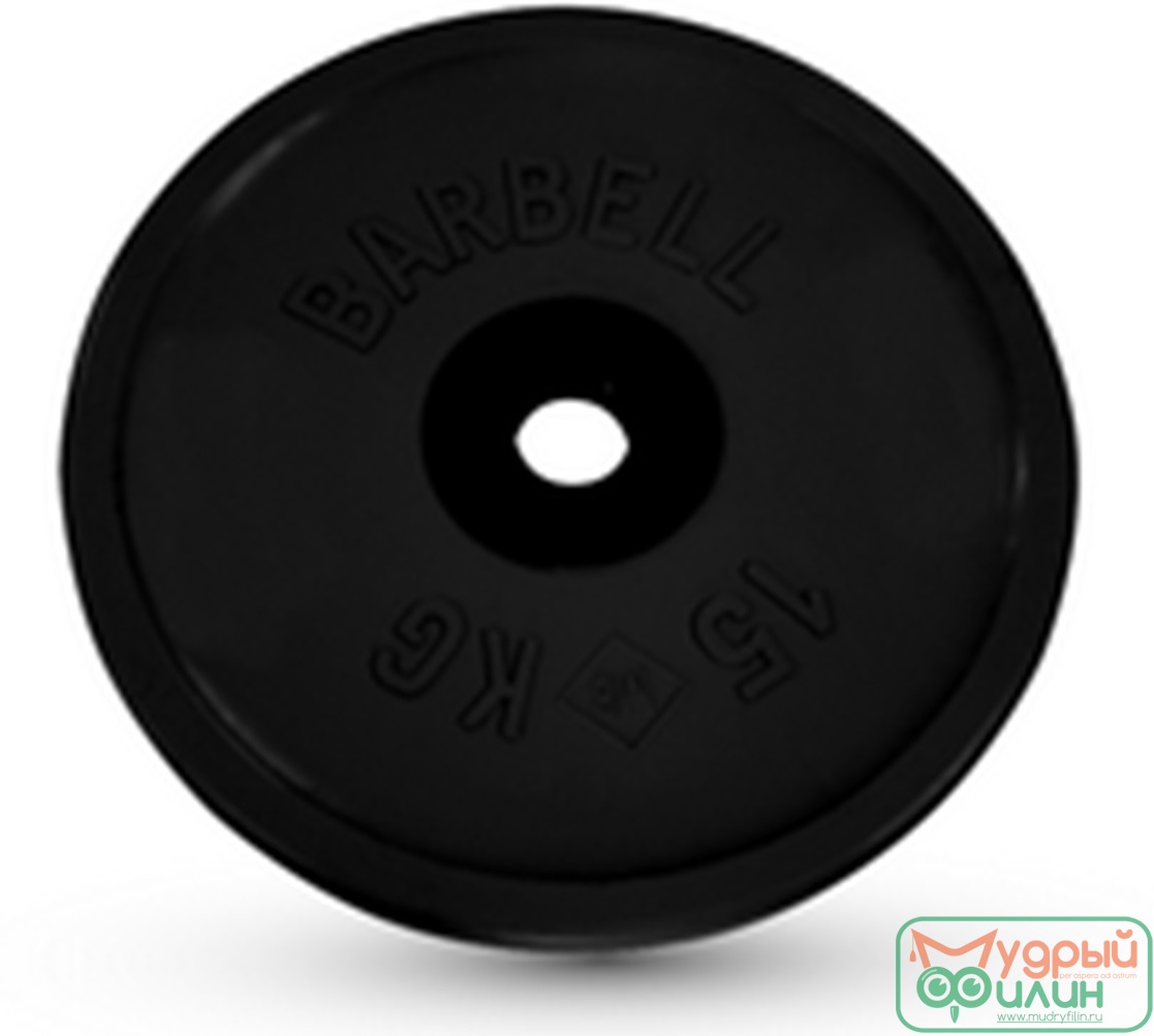 Диск обрезиненный  50 мм, черный, Barbell Евро-классик, 15 кг - 1